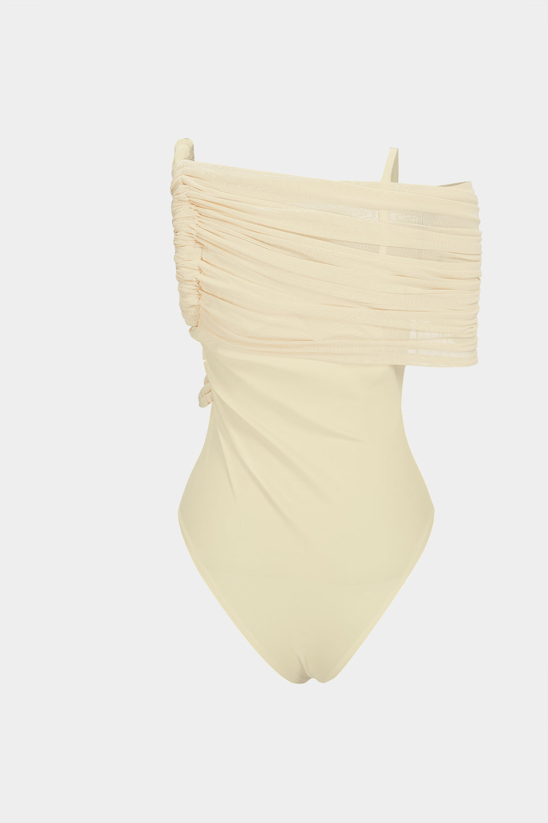 "Asymmetrical Twist Knot Ruched Sleeveless Bodysuit"