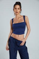 "Basic Square Neck Cropped Tank Top"