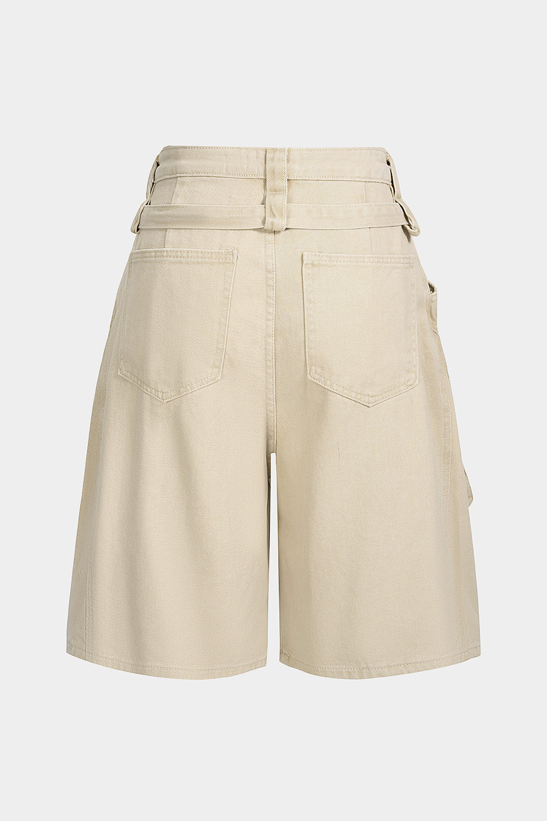 "Denim Belted Pocket Shorts"