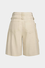 "Denim Belted Pocket Shorts"