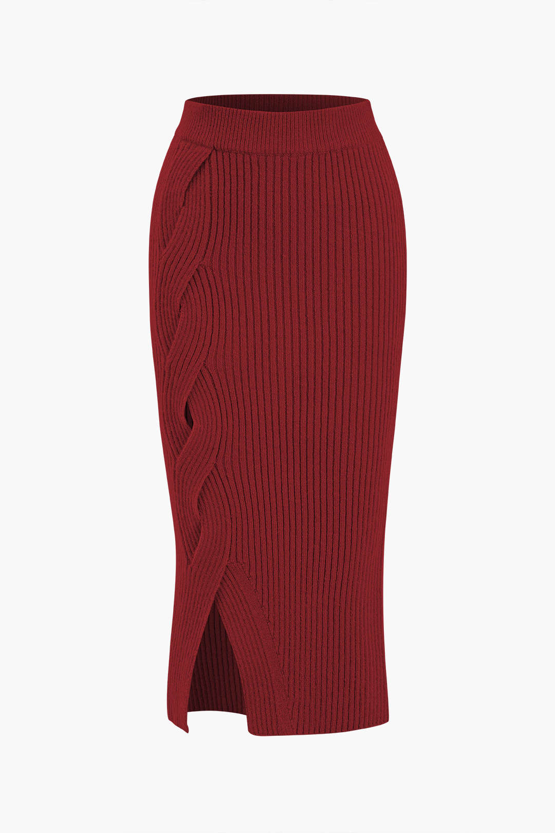 "Crossed Sweater Asymmetrical Midi Skirt"