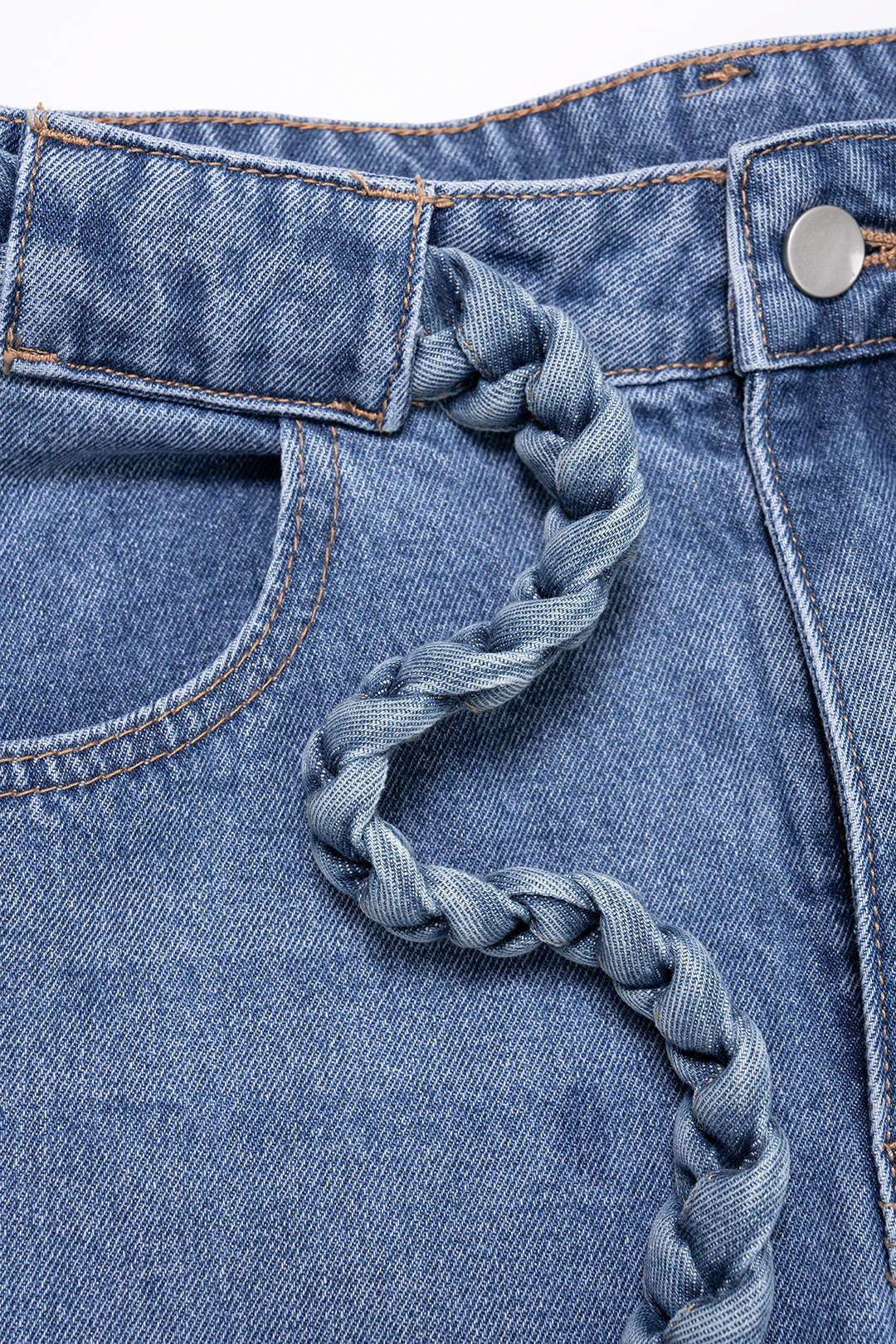 "Denim Belted Pocket Wide Leg Jeans"