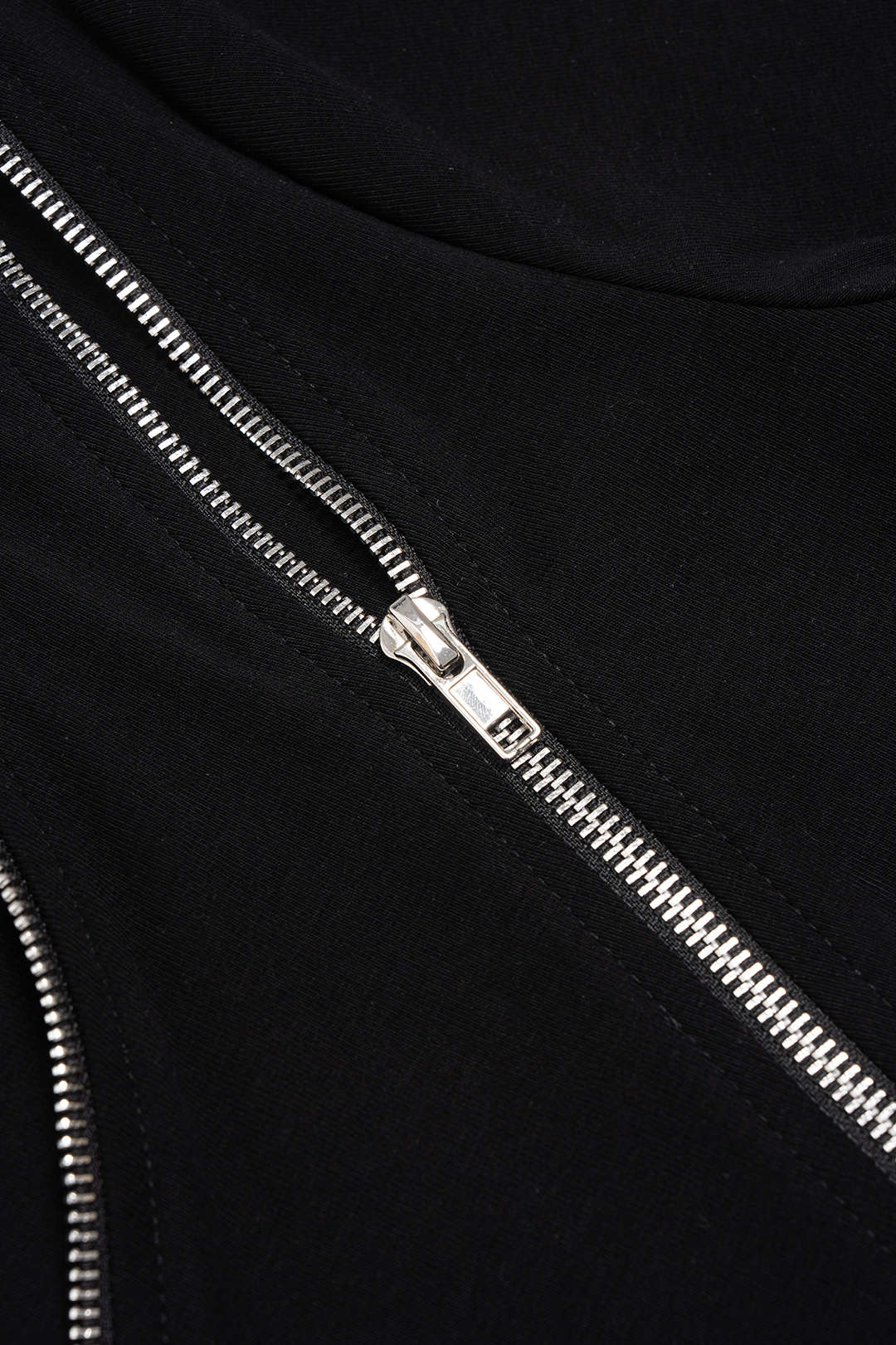 "Asymmetrical Zipper Round Neck Short-Sleeve Top"