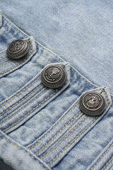 "Denim Button Frayed Vest"