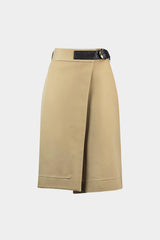 "Asymmetrical Belted Split Skirt"