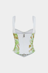 "Chiffon Patchwork Jacquard Corset Cami Top"