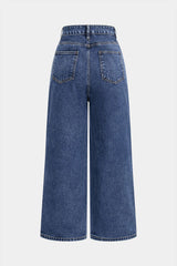 "Denim Bow Rhinestone Straight Leg Jeans"