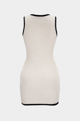"Contrast Binding Tie-Up Mini Dress"