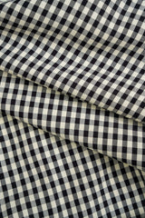 "Checkered Print Tie-Up Lantern Trousers"