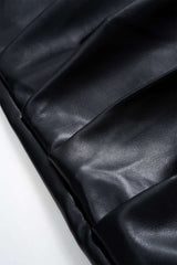 "Asymmetrical Ruched Faux Leather Mini Skirt"