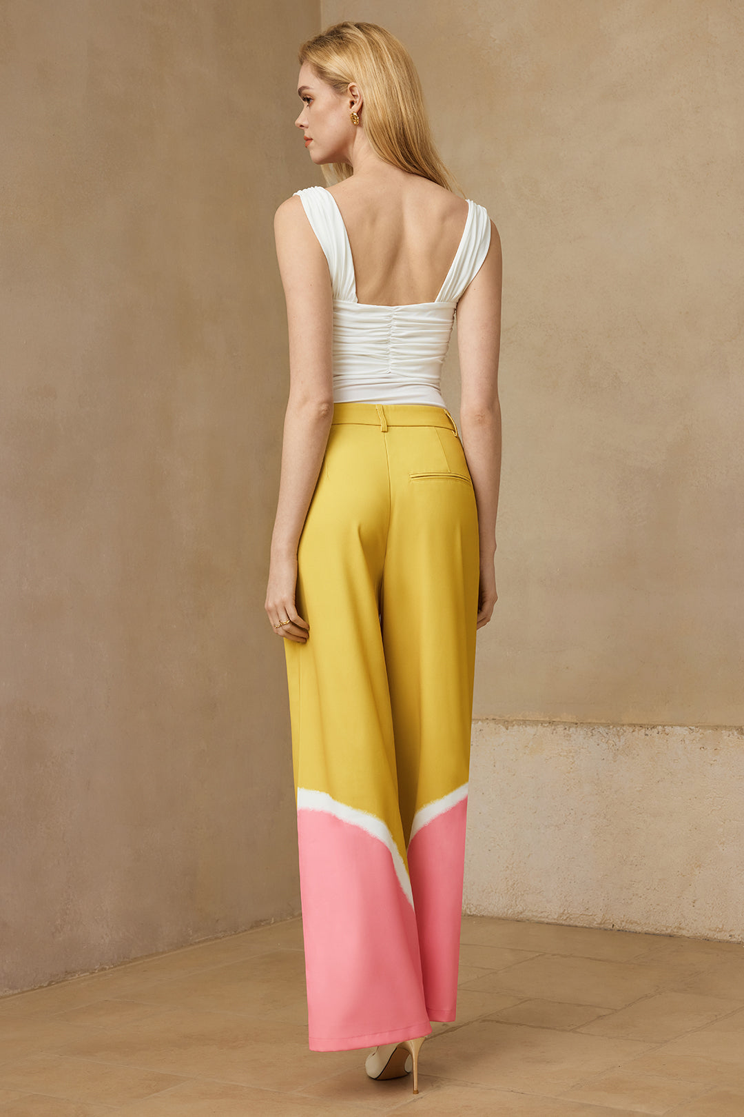 "Contrast Wide Leg Trousers"