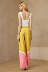 "Contrast Wide Leg Trousers"