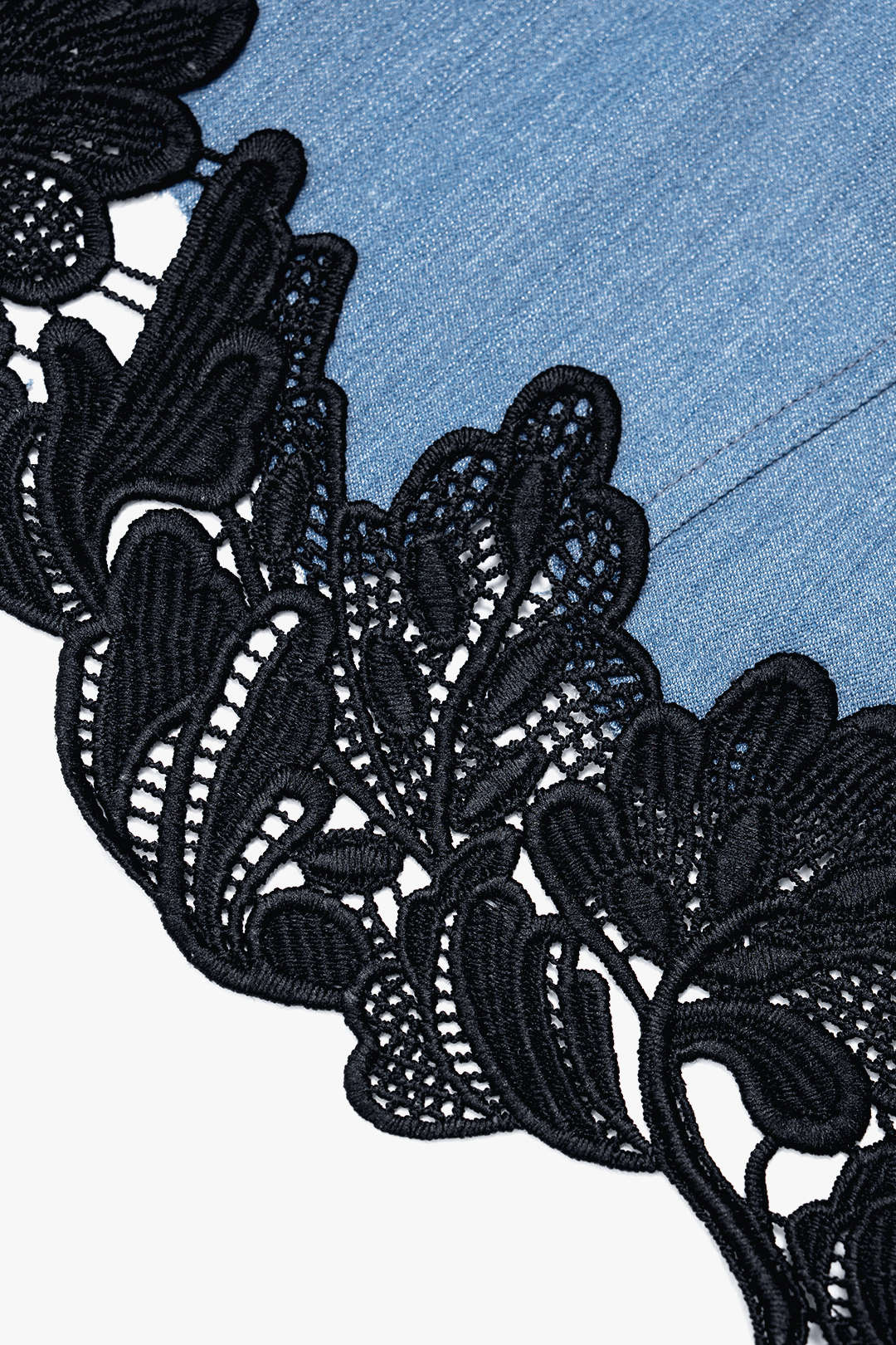 "Denim Lace Trim Zipper Cami Top"