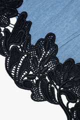"Denim Lace Trim Zipper Cami Top"