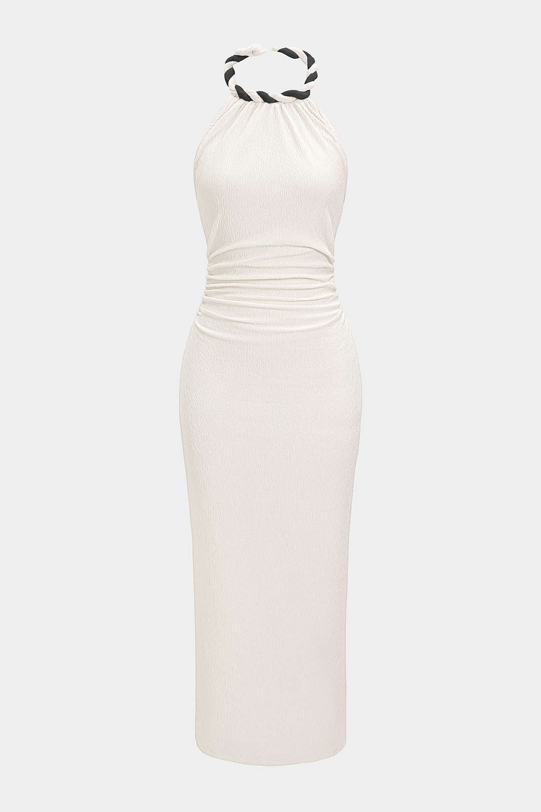 "Contrast Twist Knot Backless Sleeveless Maxi Dress"
