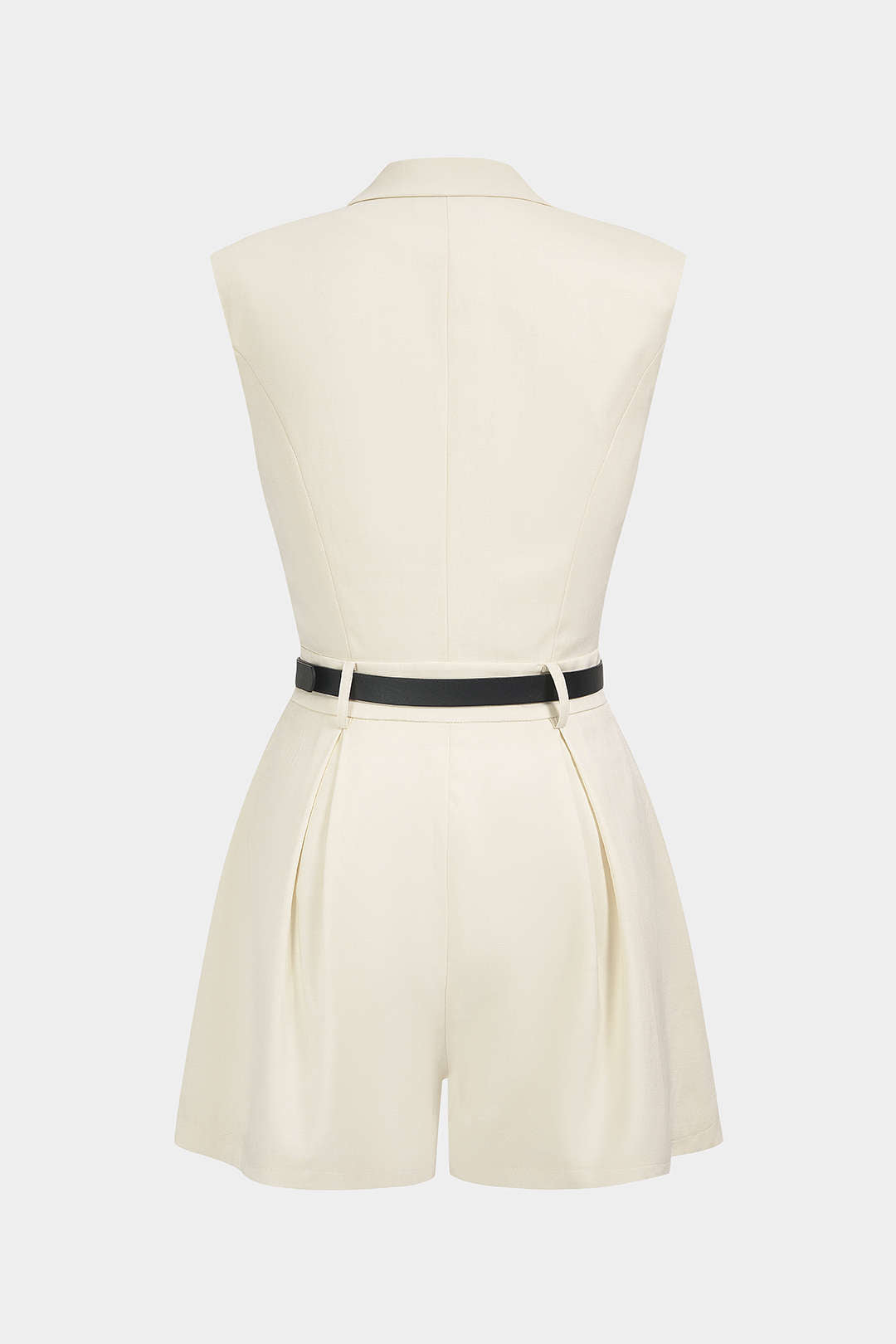 "Belted Asymmetrical Sleeveless Romper"