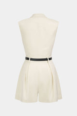 "Belted Asymmetrical Sleeveless Romper"