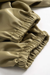 "Contrast Satin Pleated Lantern Trousers"