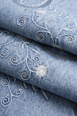 "Denim Floral Print Jeans"