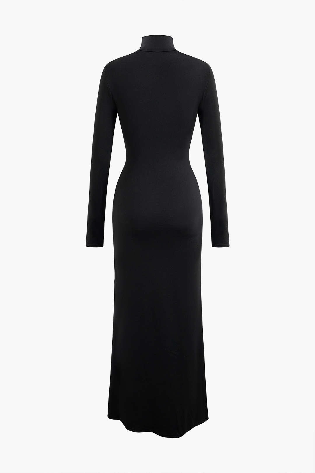 "Body Print Turtle Neck Long Sleeve Maxi Dress"