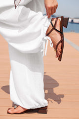 "Contrast Ruched Tie-Up Knotted Pants"