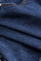 "Denim Asymmetrical Patchwork Zipper Skirt"