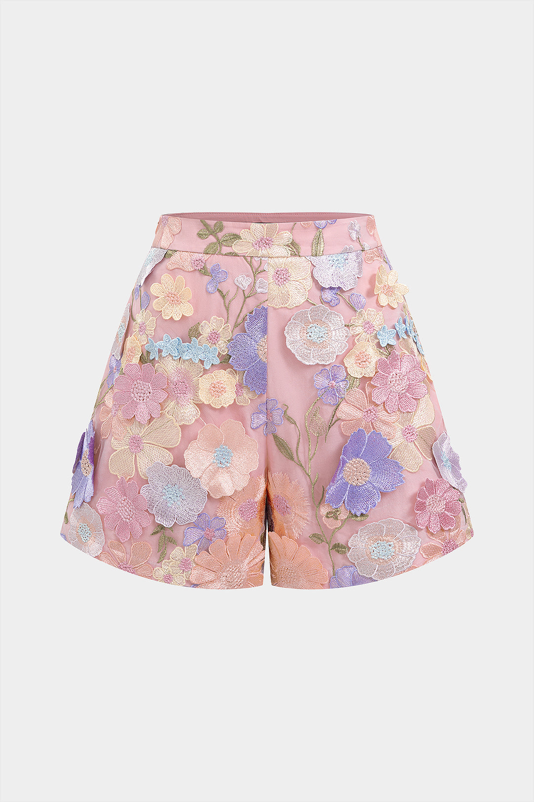 "3D Floral Textured Shorts"