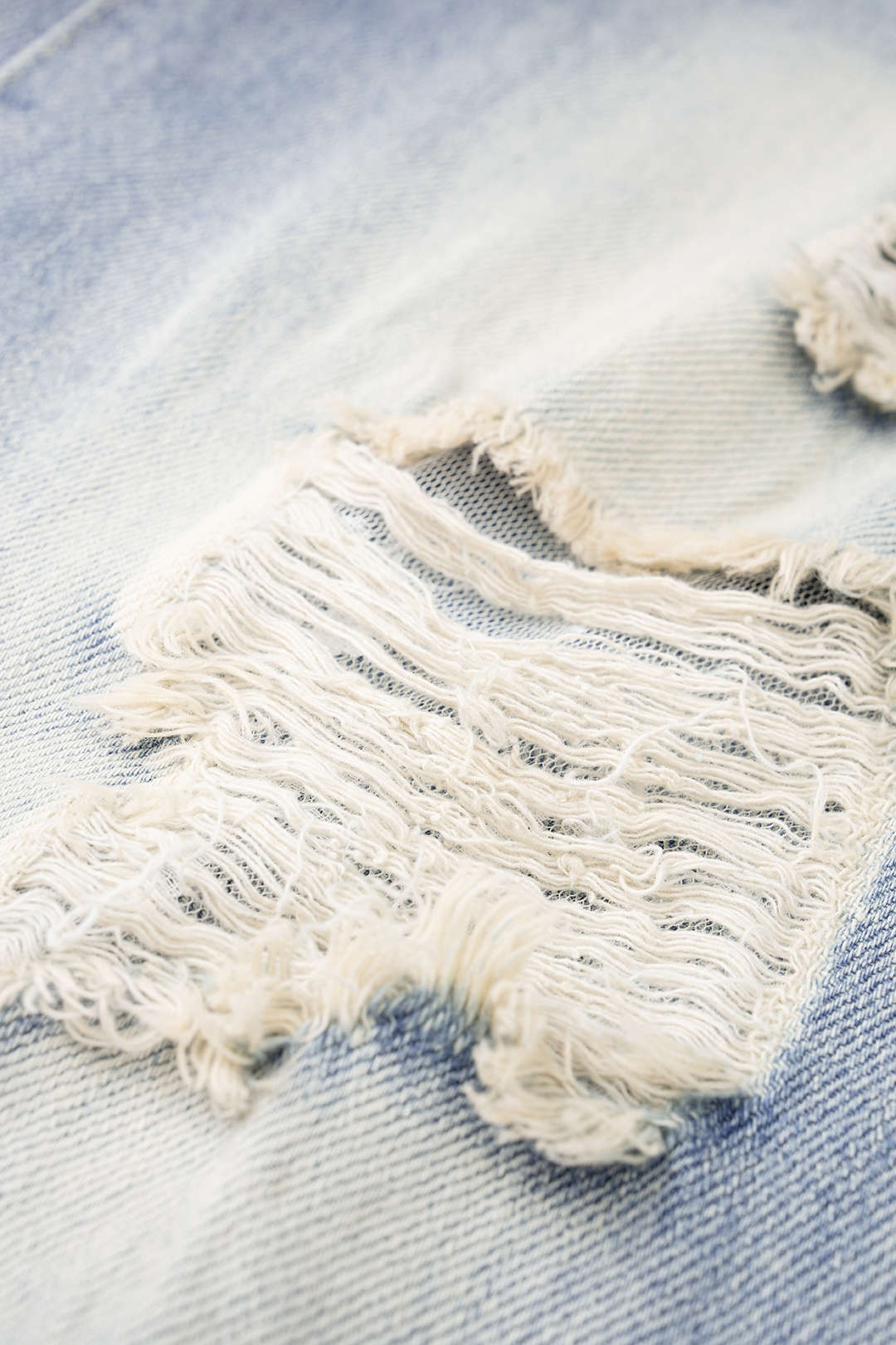 "Denim Asymmetrical Frayed Wide Leg Jeans"