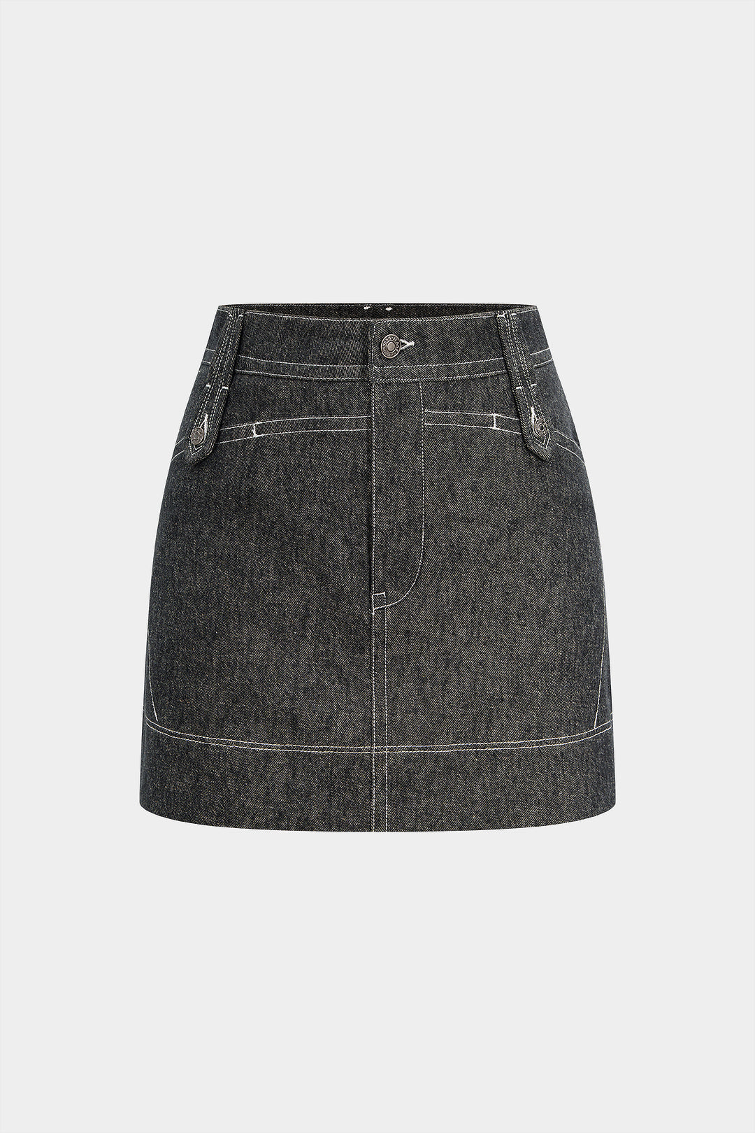 "Denim Button Mini Skirt"