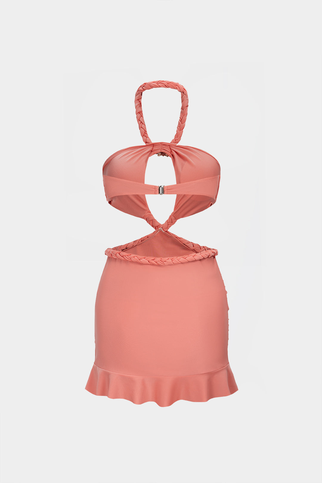 "Braided Halter Cut Out Sleeveless Mini Dress"