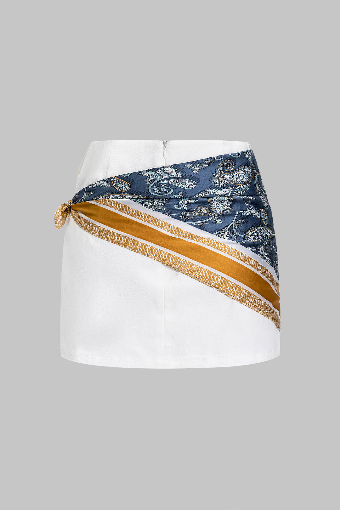 "Artistic Print Asymmetrical Tie-Up Skirt"