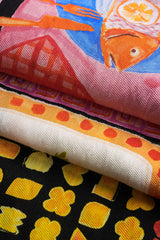 "Artistic Print High-Waist Straight Leg Pants"