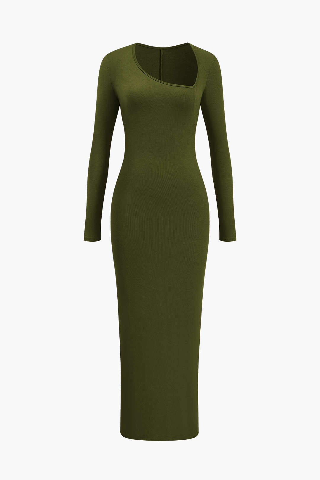 "Asymmetrical Neck Slit Maxi Dress"
