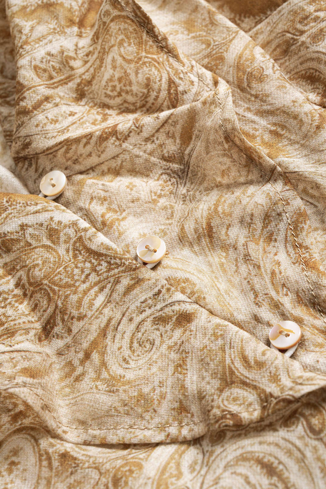"Abstract Print Ruffle Neck Long-Sleeve Shirt"
