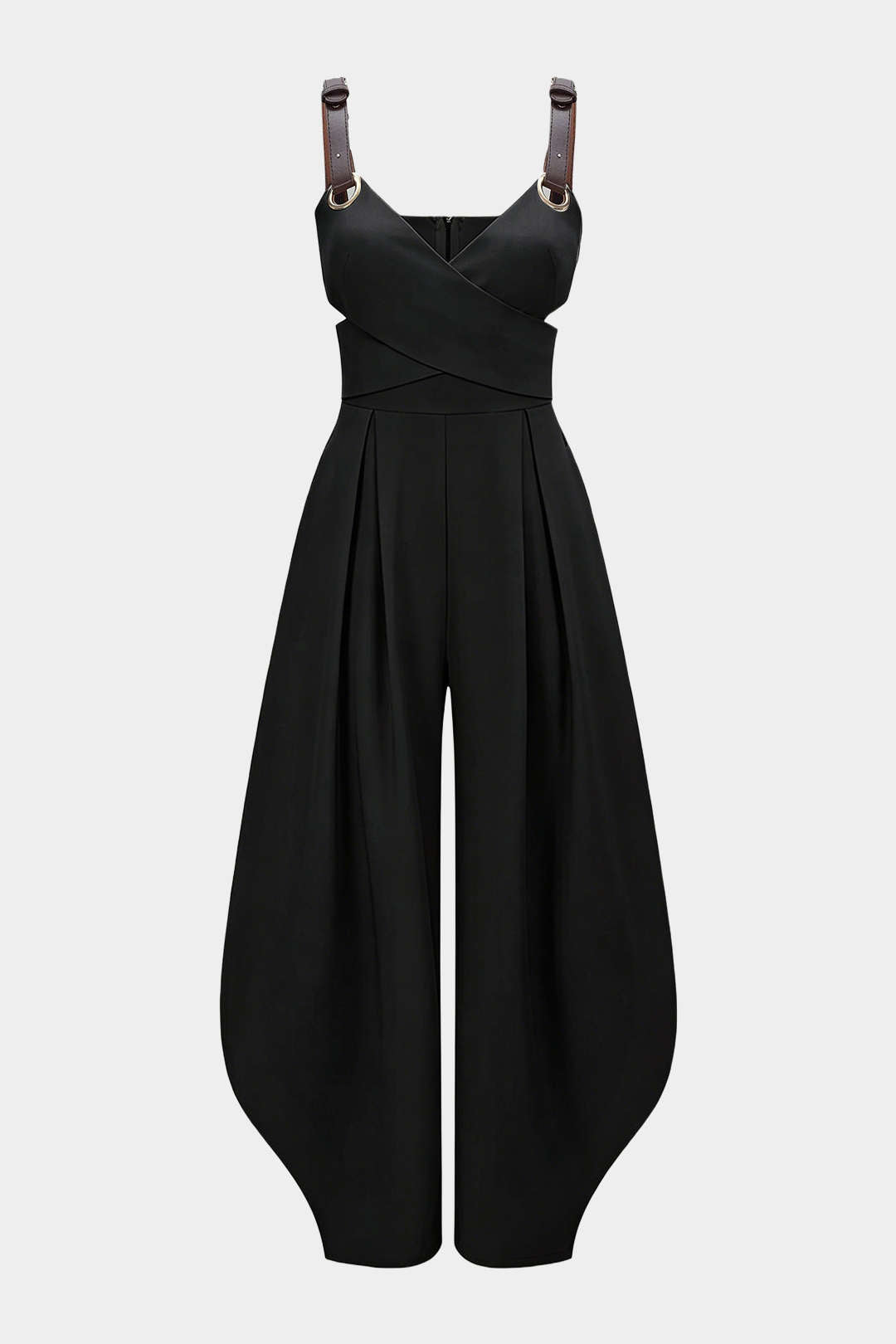 "Crossed Cut Out V-Neck Sleeveless Jumpsuit"