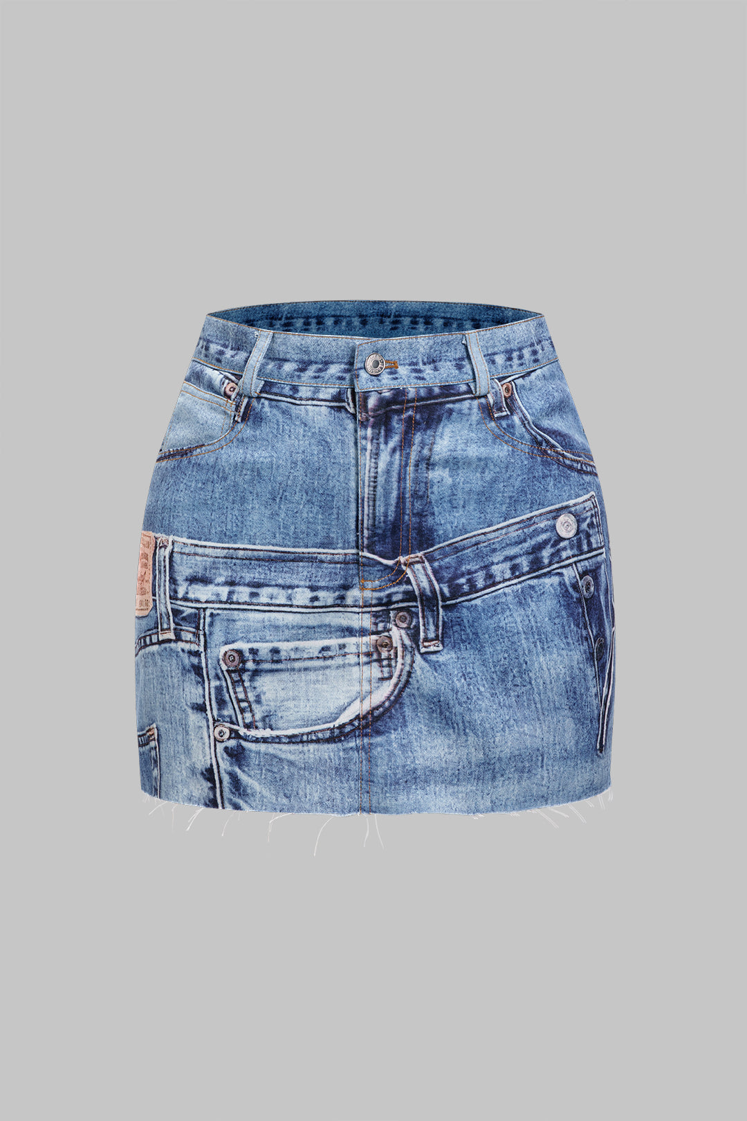 "Abstract Print Washed Skirt"
