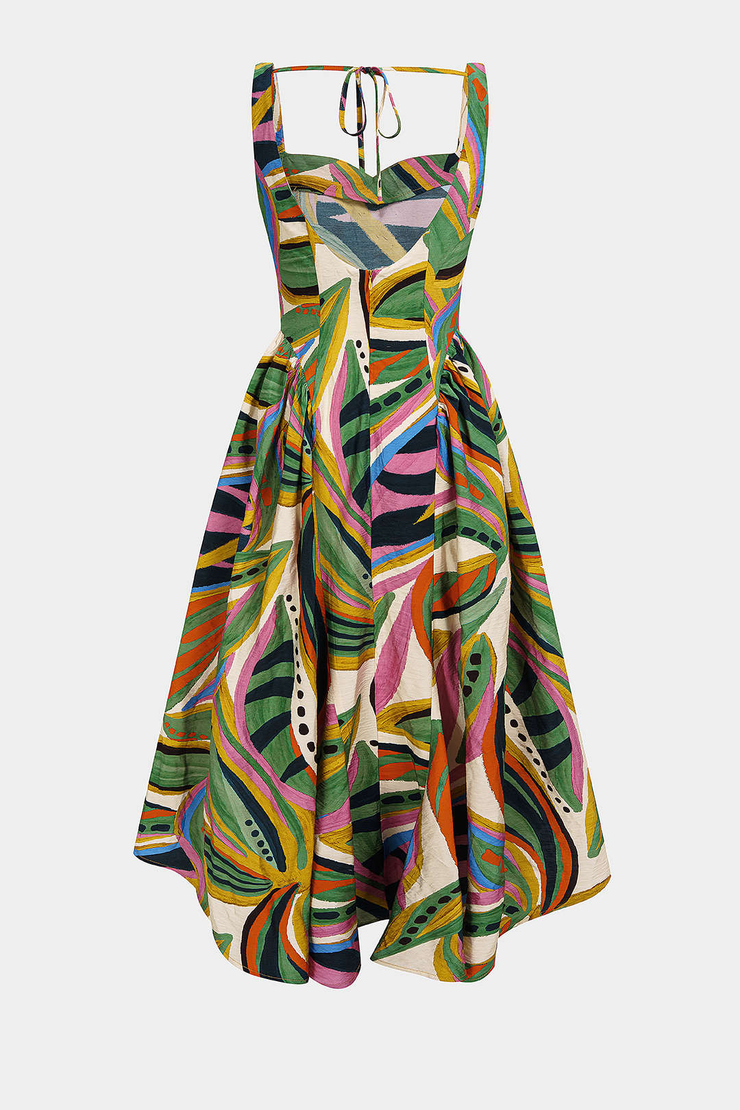 "Abstract Print Ruched Sleeveless Maxi Dress"