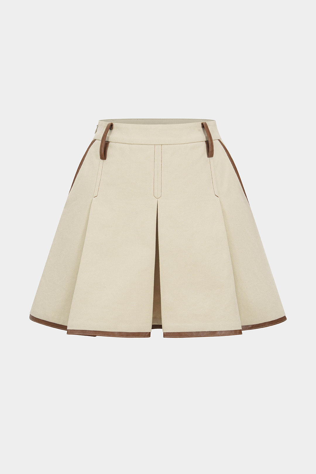 "Contrast Pleated Mini Skirt"