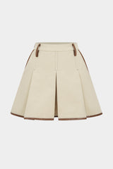 "Contrast Pleated Mini Skirt"