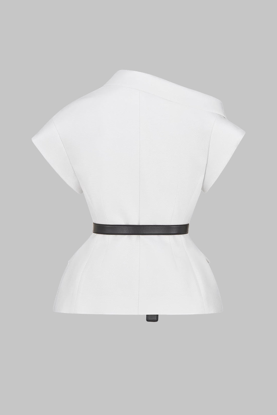 "Asymmetrical Neck Belted Vest"