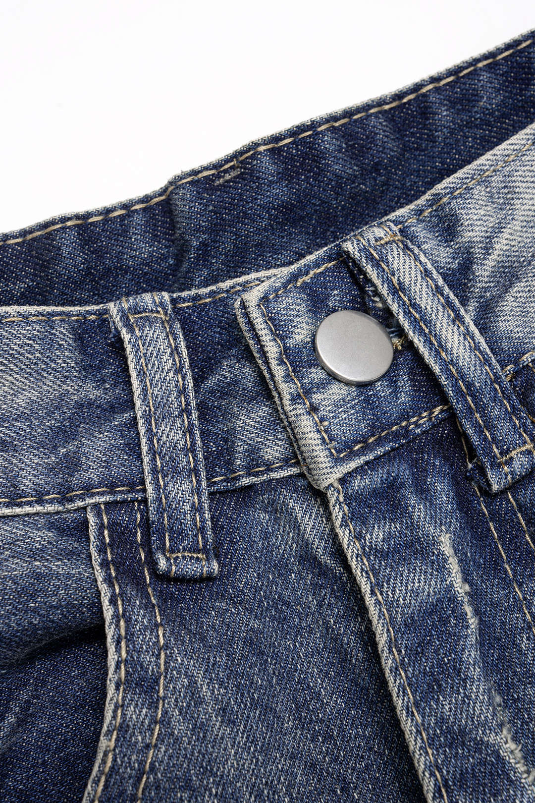 "Denim Asymmetrical Ripped High Waist Wide Leg Jeans"