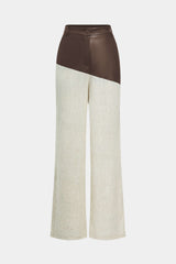 "Contrast Color Block Print Straight-leg Trousers"