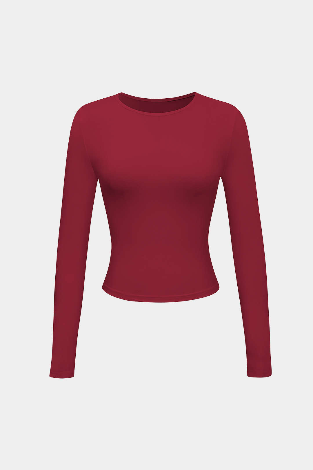 "Basic Solid Round Neck Long Sleeve Top"