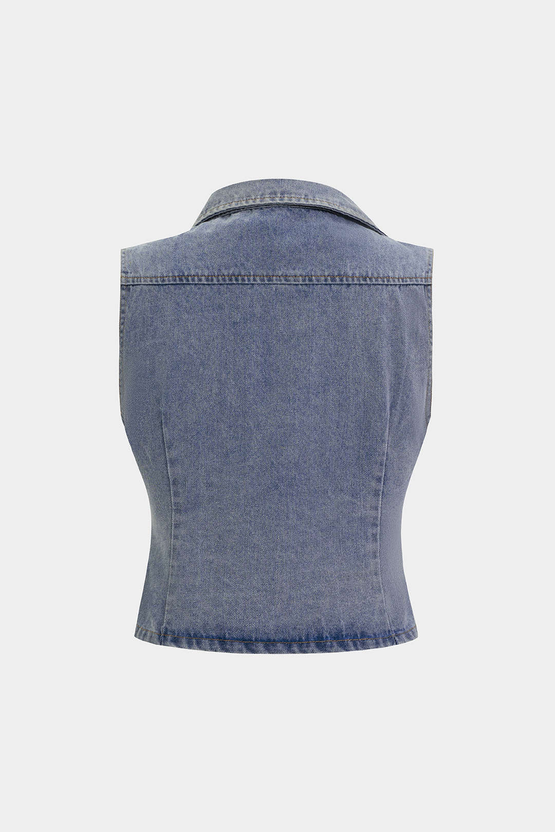 "Denim Asymmetrical Button Tank Top"