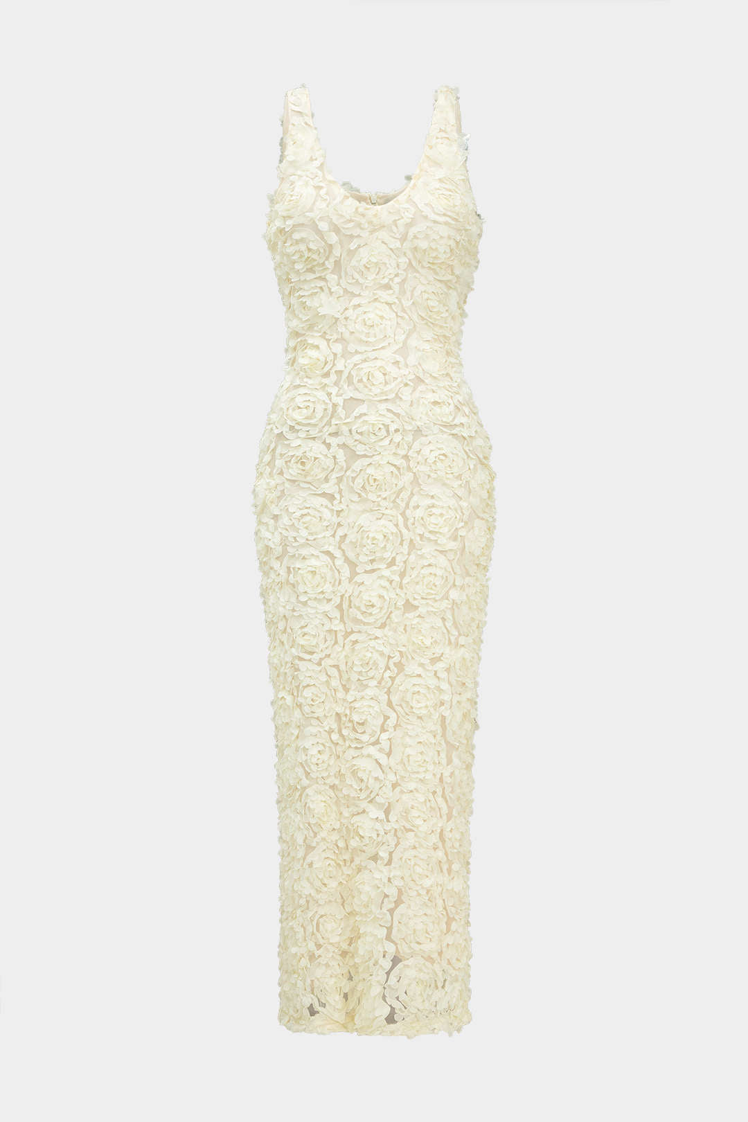 "Appliques V-neck Slit Maxi Dress"
