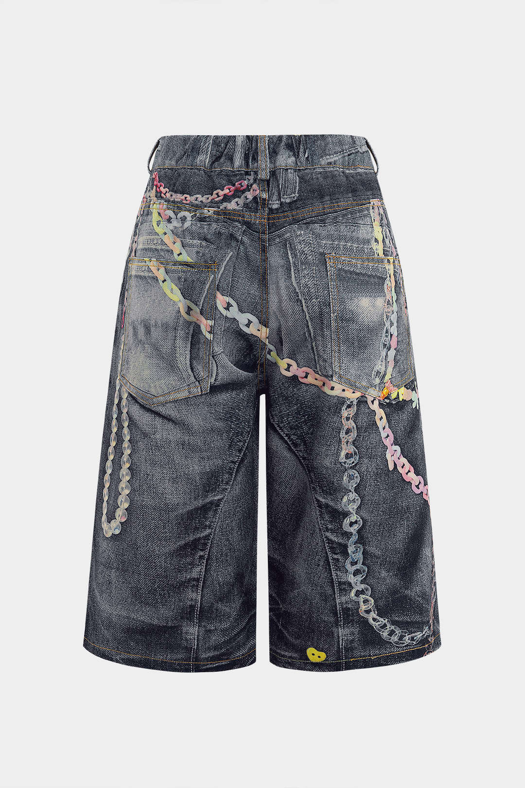 "Chain Print Wide Leg Shorts"