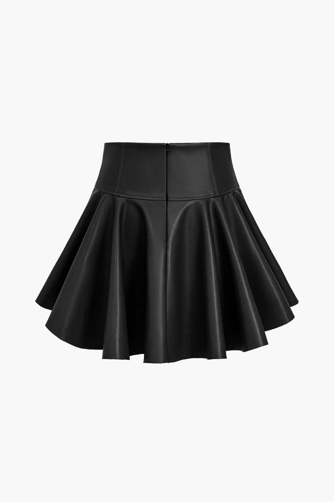"Basic Faux Leather Ruched Mini Skirt"