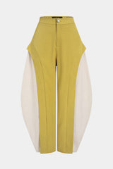 "Contrast Button Wide Leg Pants"