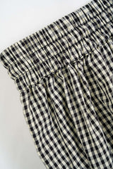 "Checkered Print Tie-Up Lantern Trousers"