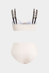 "Contrast Metallic Bikini Set"